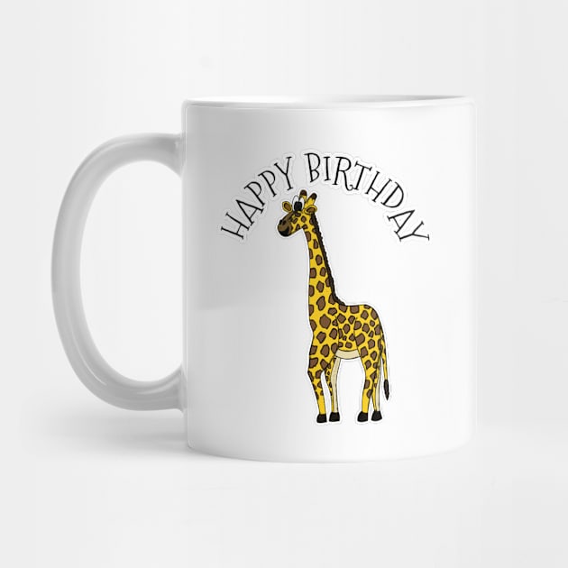 Giraffe Happy Birthday Wildlife Safari Animal Lover by doodlerob